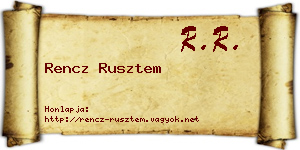Rencz Rusztem névjegykártya